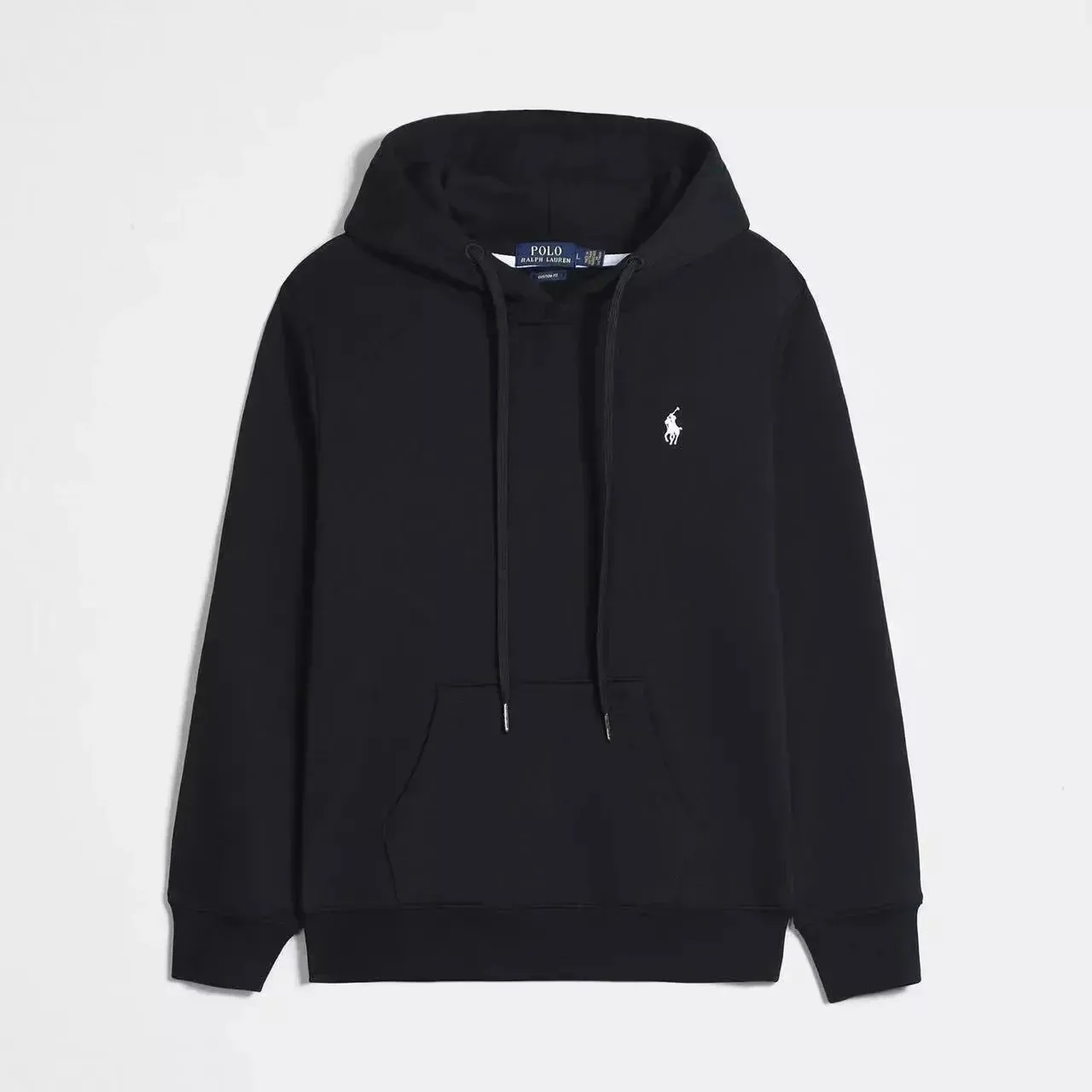 Black white label pullover hoodie