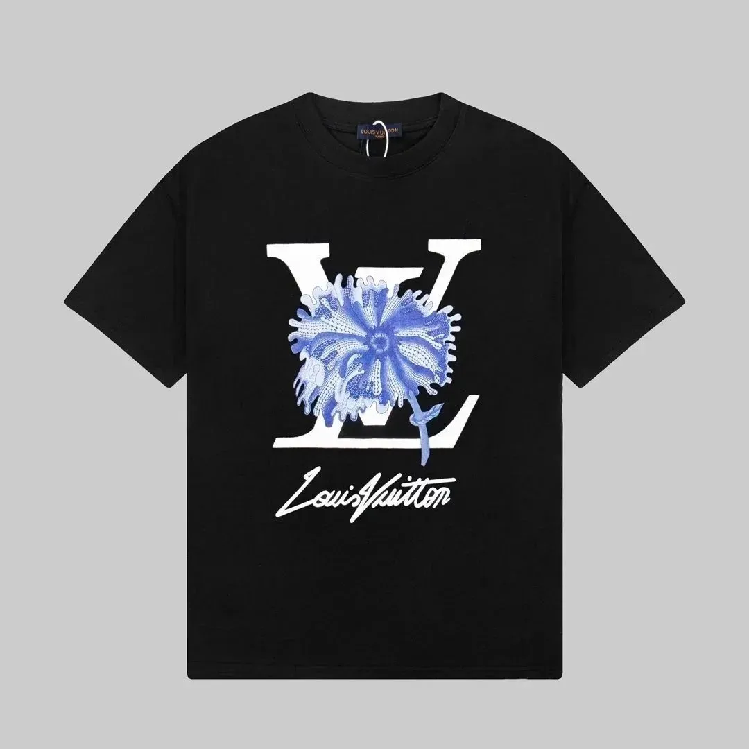 Black Blue Flower Label 002