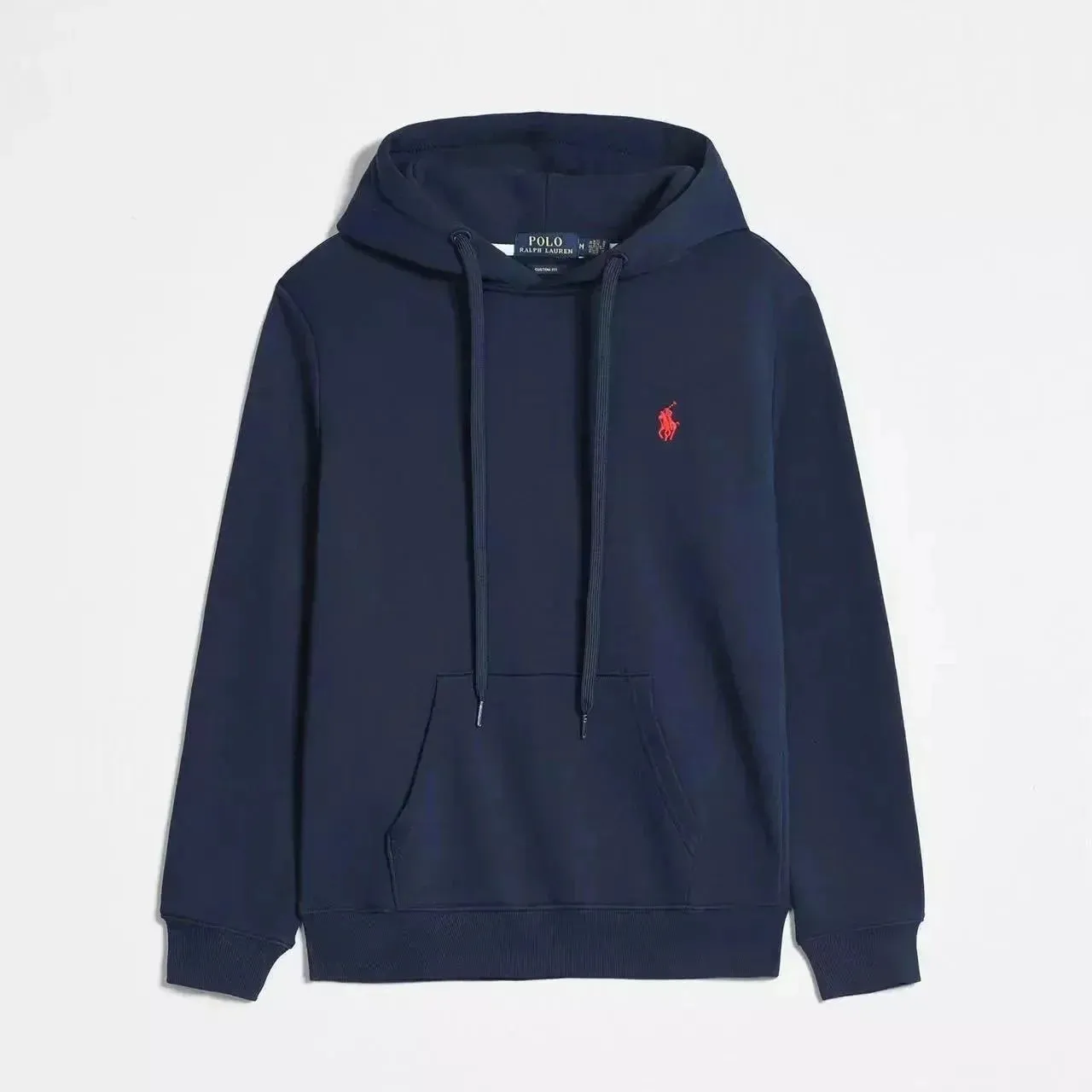 Blue and red logo pullover hoodie