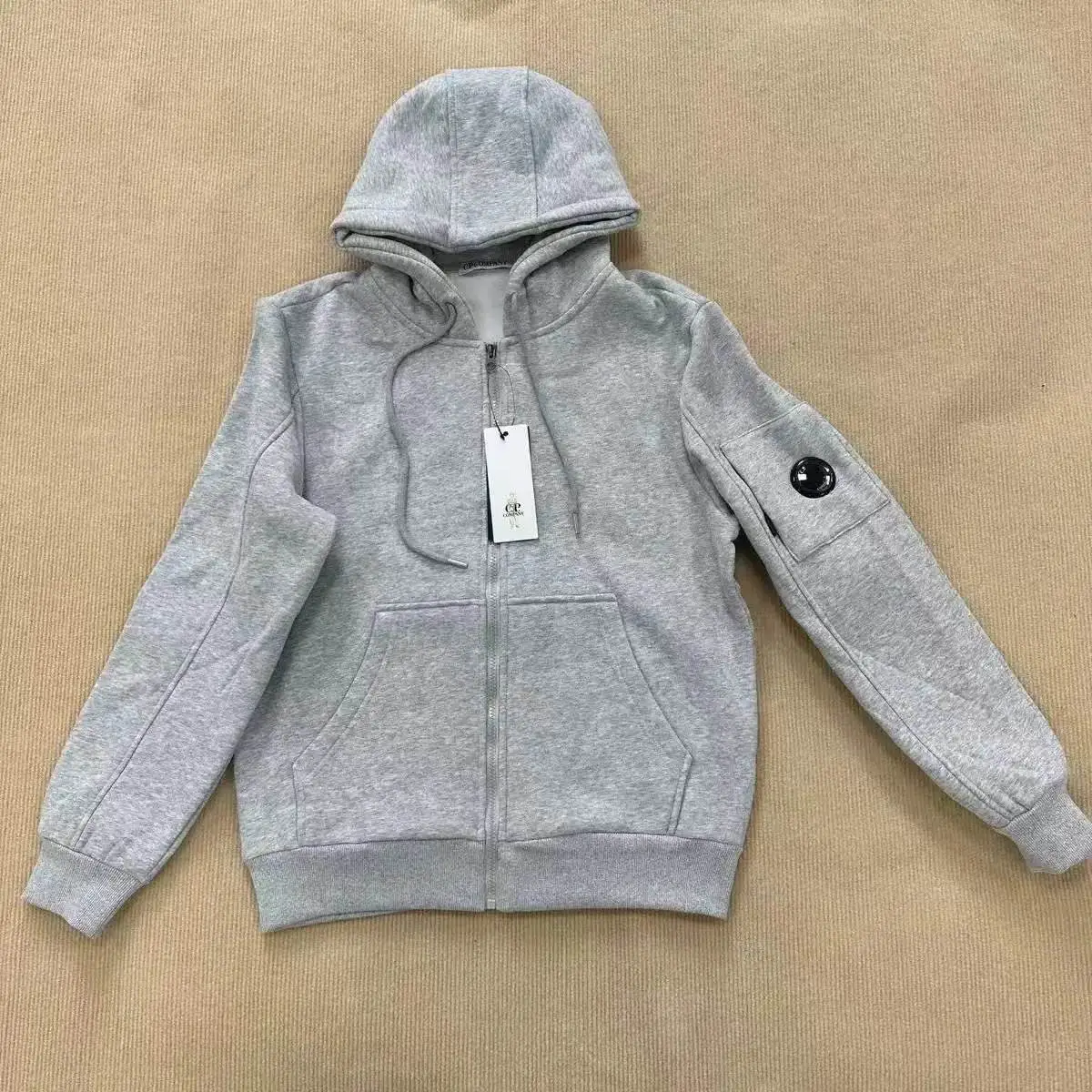C-hoodie cardigan gray (with fleece)