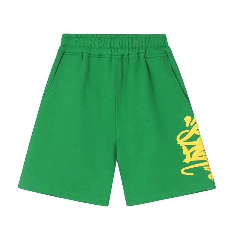 Velvet green yellow shorts